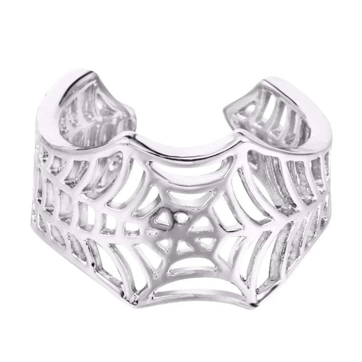 Handmade Bat & Spider Web Adjustable Ring